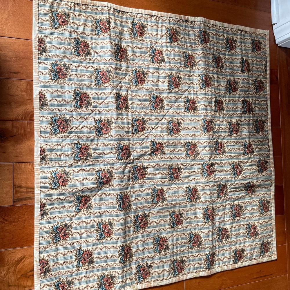 Handmade Patchwork Quilt - Blue and Tan - Picture 2 of 2